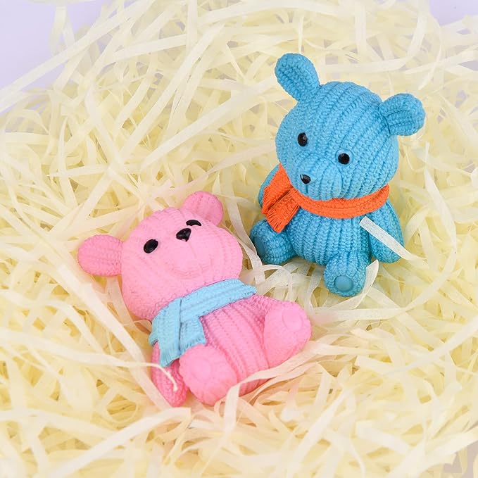 8Pcs Mini Resin Teddy Bear Figurines Cute Scarf Bears Desktop Ornaments Car Interior Decoration Garden FigurinesTiny Bear Statues Animals Sculpture Micro Landscape-VerdiqueGarden