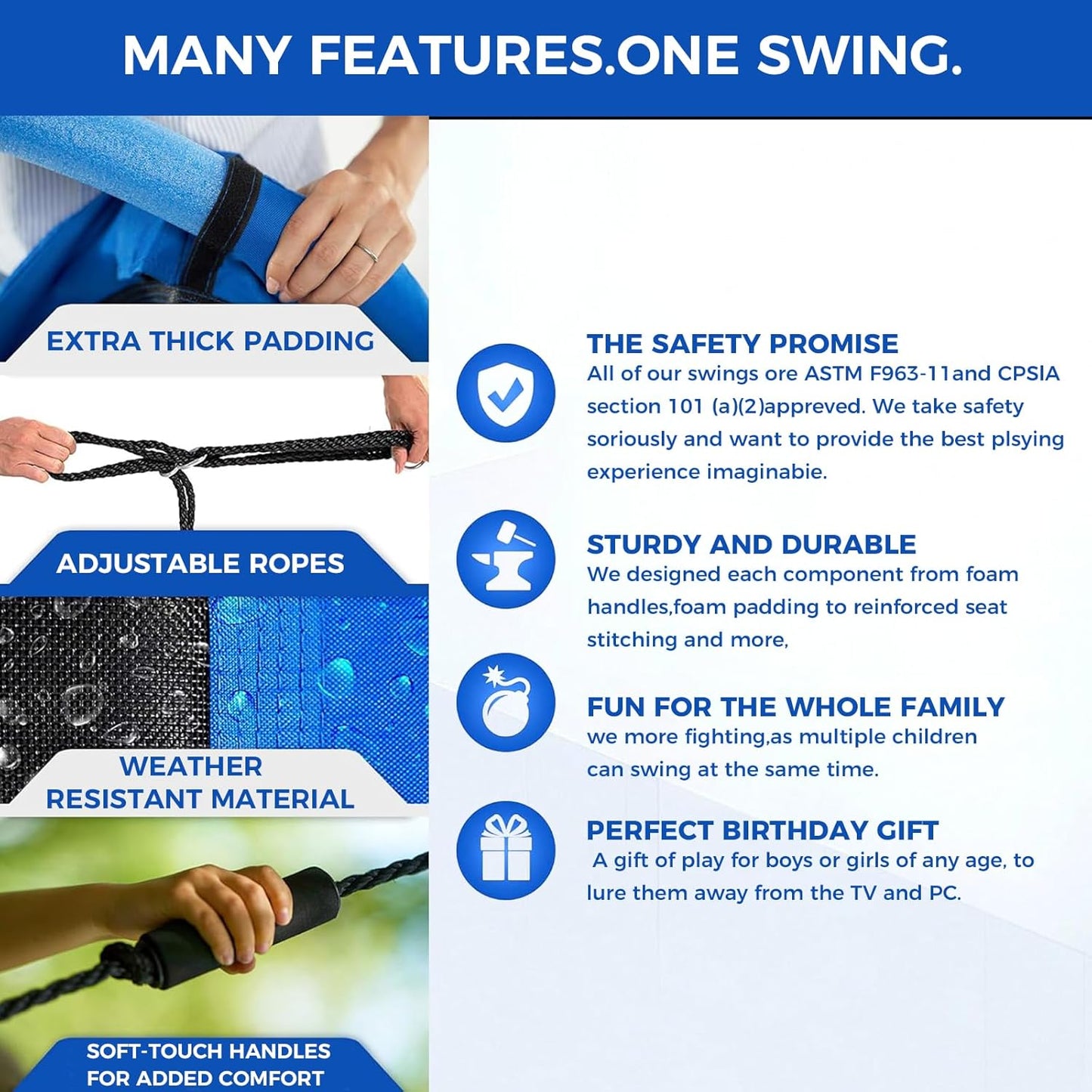 Tree Swing – 60 Inch Oval Saucer Swing for Kids and Adults Outdoor – Backyard Tree Swings with 700Lb Weight Capacity, 900D Oxford Waterproof Fabric Hanging Straps (Multicolor)-VerdiqueGarden