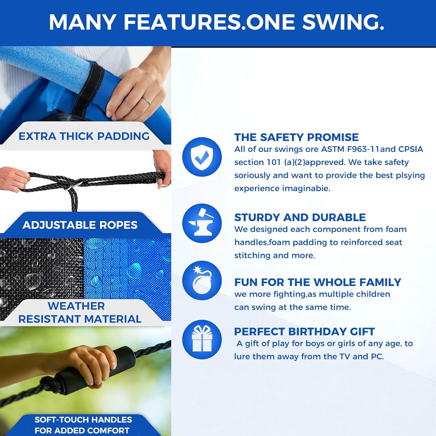 Tree Swing – 60 Inch Oval Saucer Swing for Kids and Adults Outdoor – Backyard Tree Swings with 700Lb Weight Capacity, 900D Oxford Waterproof Fabric Hanging Straps (Multicolor)-VerdiqueGarden