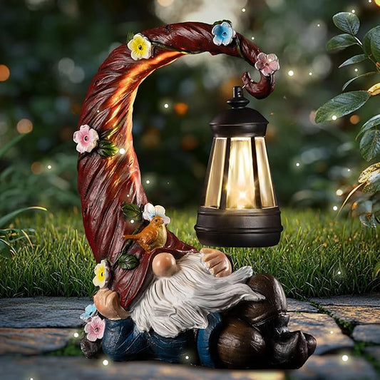 Garden Gnomes Outdoor Statues with Solar Light Funny Gnome Decor Gifts for Women Mom Gnomes Decorations for Home Patio Lawn Yard Garden Decor-VerdiqueGarden