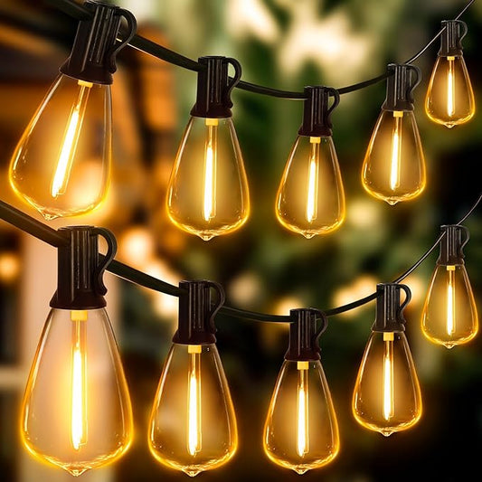 Ollny Outdoor String Lights 120FT with 60+2 Spare ST38 Vintage Bulbs, Shatterproof Connectable Patio Lights, 2200K Warm White Waterproof Outside Hanging Light for Yard Camping Gazebo Porch Balcony-VerdiqueGarden
