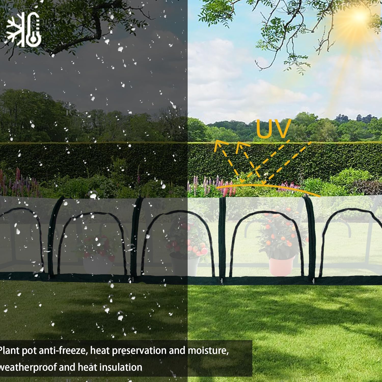 Portable PE Plastic Tunnel Greenhouse for Outdoors - Cambered Poly Transparent Long Greenhouses Clear Insulation Grow Tent Ideal for Backyards and Patio Vegetable Cultivation (5M)-VerdiqueGarden