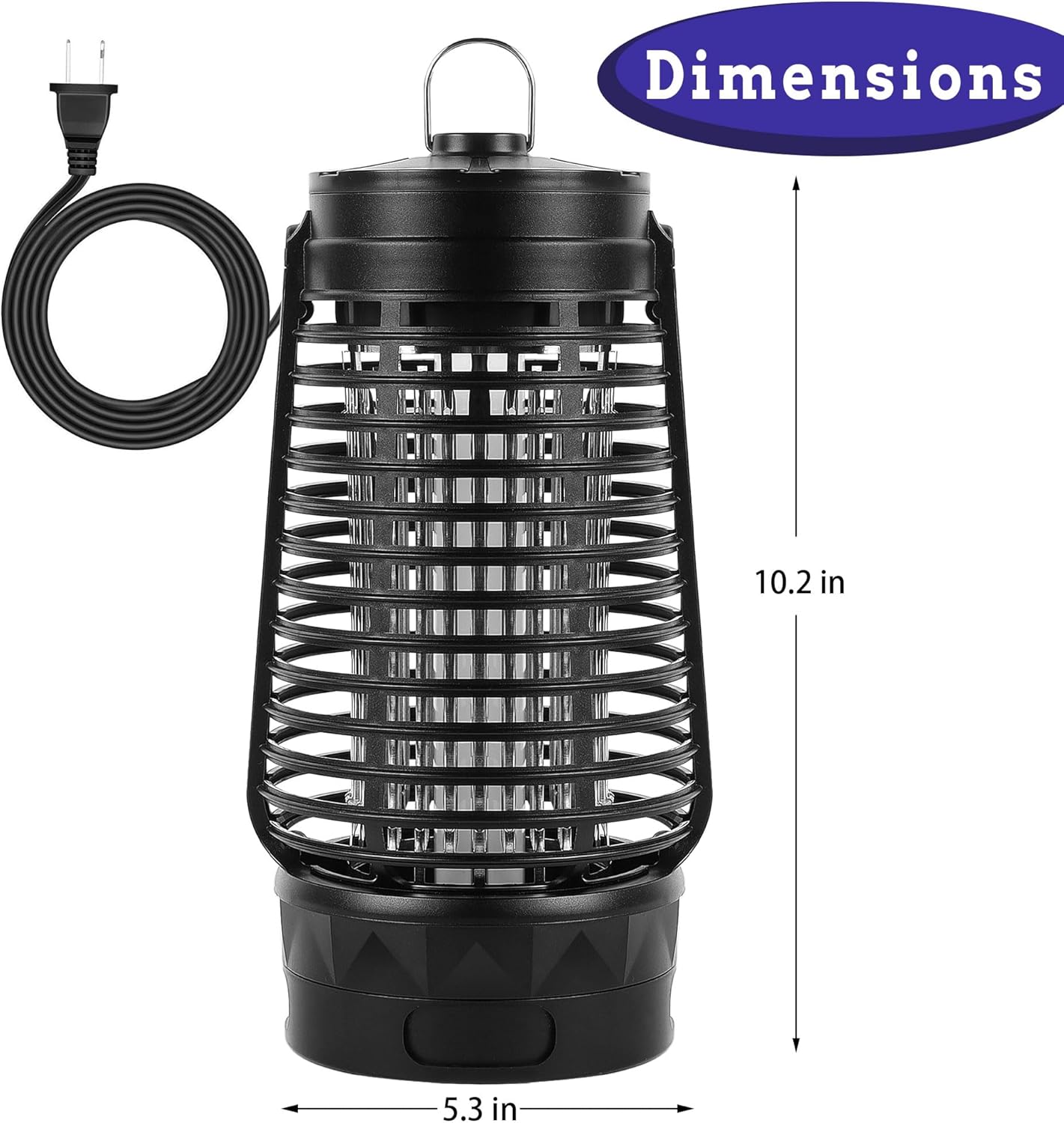Electric Bug Zapper, 2500V Plug-in Mosquito Trap with Replaceable Sticky Pads & Lamp Tube, 365nm Lighted Hanging Insects Killer Attracting Moths, Gnats, Flies IPX4 for Indoor Outdoor Use-VerdiqueGarden
