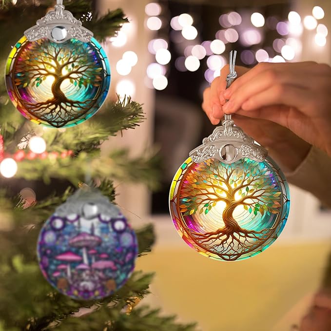 Tree of Life Suncatcher, Jocidea Stained Glass Window Hanging, Christmas Ornament, Tree of Life Ornaments for Christmas Tree, Tree of Life Home Decor, Holiday Decor, Christmas Decor-VerdiqueGarden