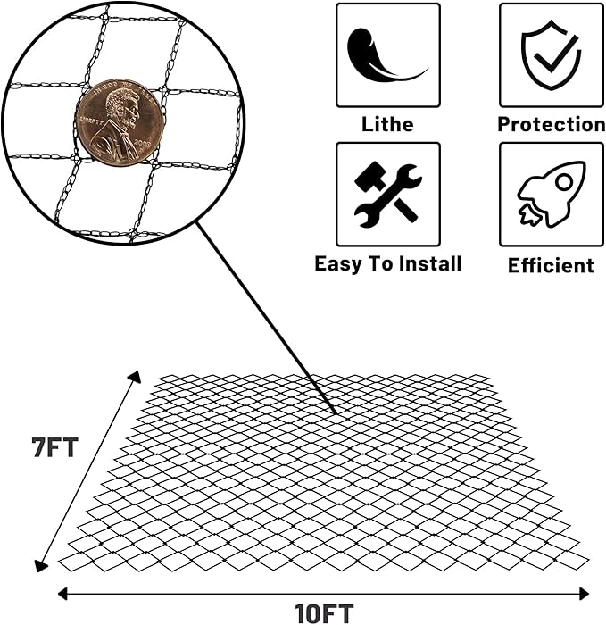 Rainleaf Pond Netting, 7' x 10' Pond Net Cover, Koi Pond Netting for Leaves, Heavy Duty Koi Pond Net Protecting Koi Fish from Herons, Stakes Included-VerdiqueGarden