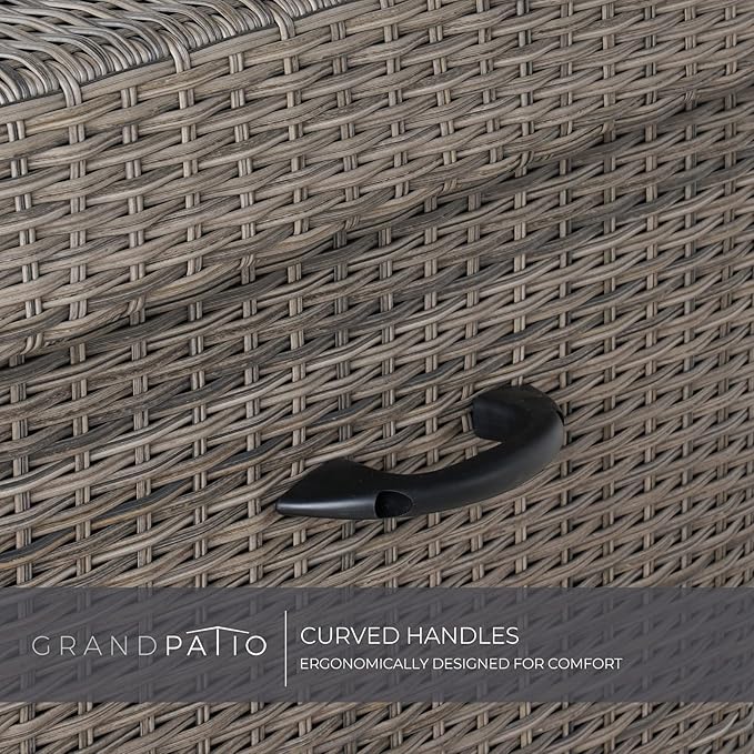 Grand patio 170 Gallon Deck Storage Box Deck Box Outdoor Storage Box Indoor Wicker Storage Bin Patio Storage Box for Patio Furniture Cushions Garden Tools Pool Accessories, Light Brown-VerdiqueGarden