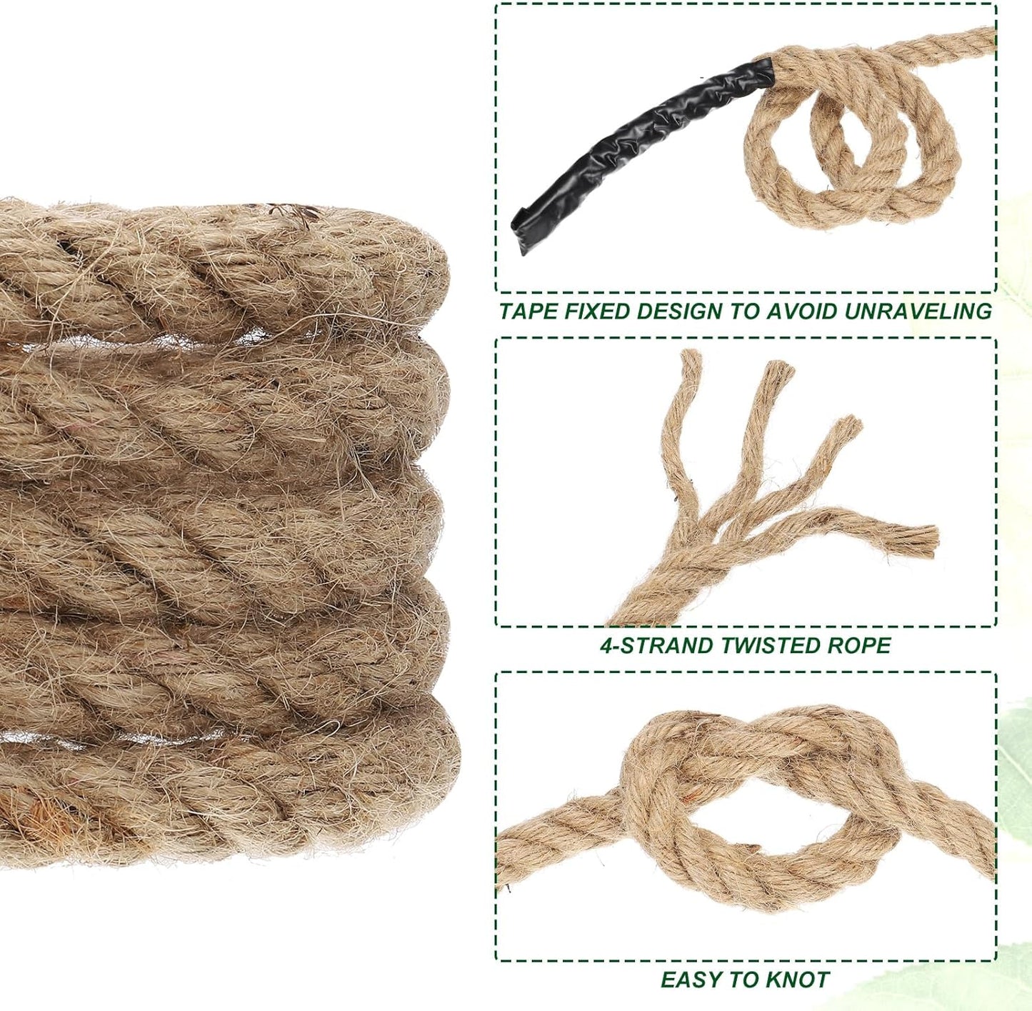 PATIKIL 1" x 11 ft Twisted Manila Rope Jute Ropes Natural Thick Jute Twine Burlap for Docks Railings Bundling Craft Tug of War Decorating-VerdiqueGarden