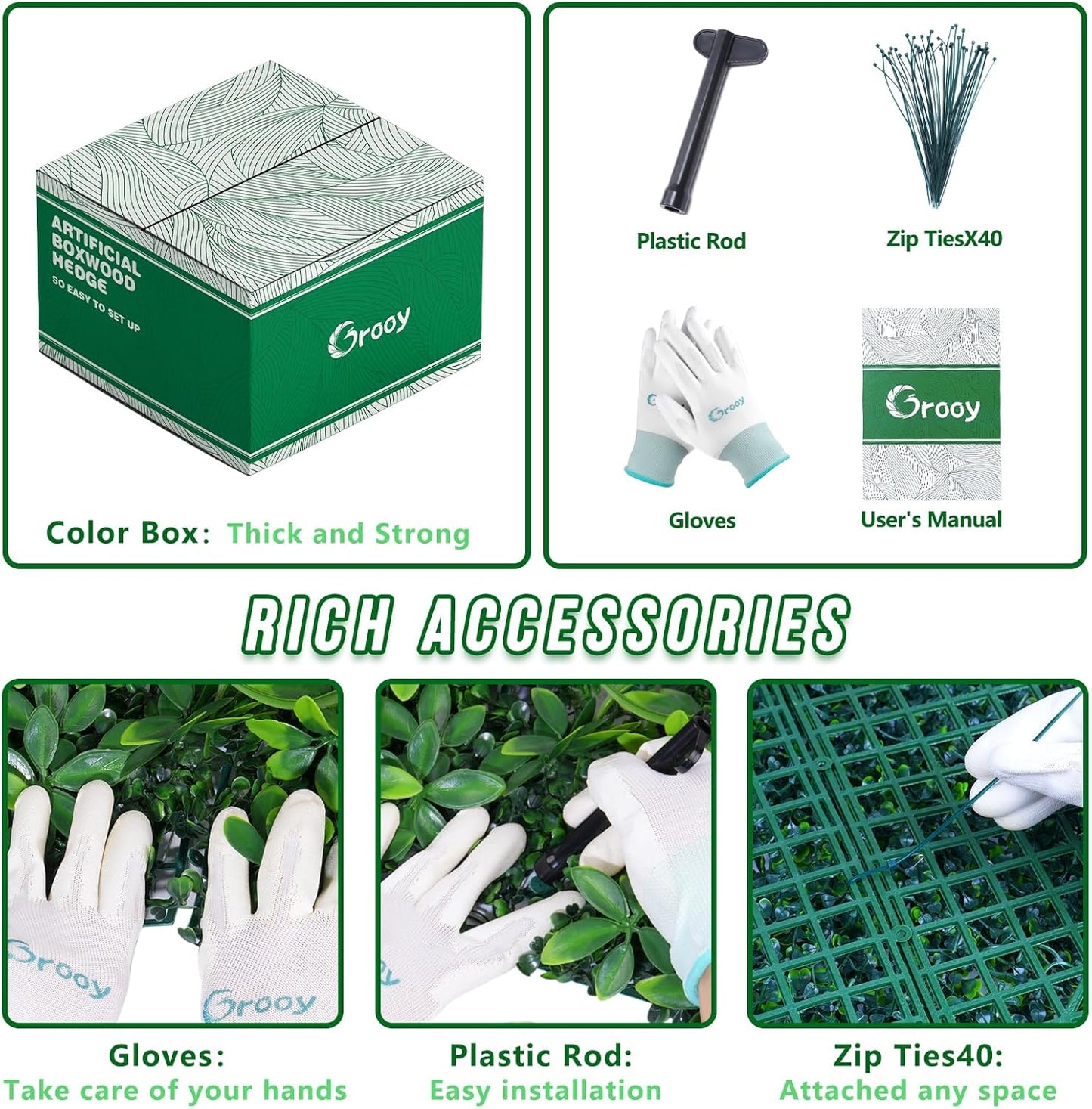 Grass Wall 20"x20" Pack of 16, Artificial Boxwood Panels, Privacy Hedge Fence Screen with UV Protection, Greenery Backdrop for Indoor Home Wedding Decor and Outdoor Garden Backyard-VerdiqueGarden