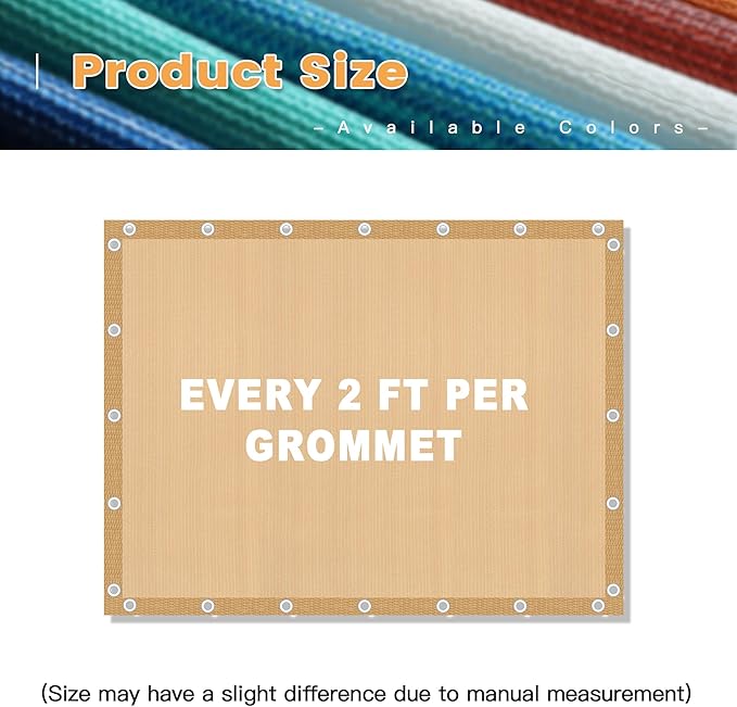 VICLLAX Shade Fabric Sun Shade Cloth with Every 2 FT Grommets for Patio Garden Pergola Cover Canopy 6x7 FT, Wheat-VerdiqueGarden