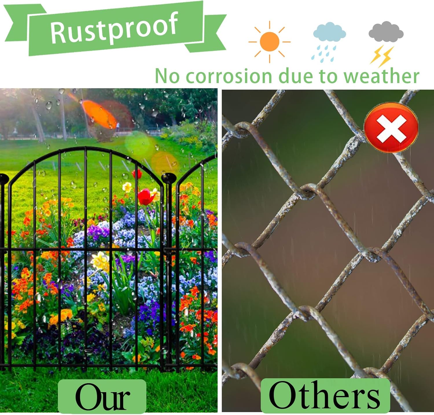 Decorative Garden Fence 17in(H)x13in(W), 26 Pack Rustproof Metal No Dig Fence Animal Barrier for Dog, Arched Flower Bed Edging Ornamental Wire Border Panel Fencing for Yard Patio Outdoor Decor-VerdiqueGarden