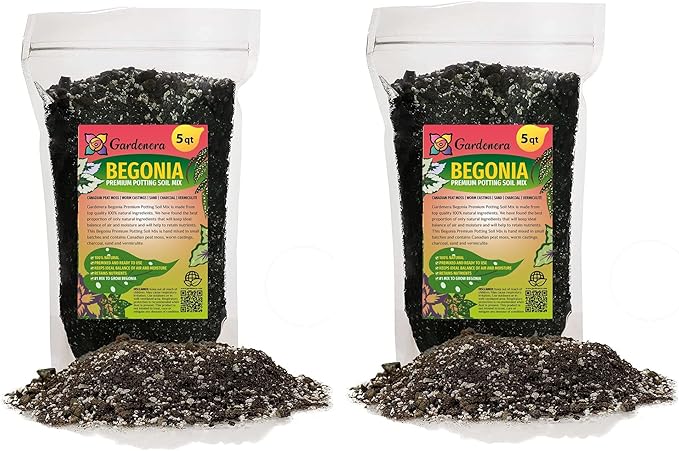 Begonia Plant Potting Soil - All-Natural Blend for Thriving Begonia Plants - Boosts Root Health and Enchanting Blooms - 10 Quart-VerdiqueGarden