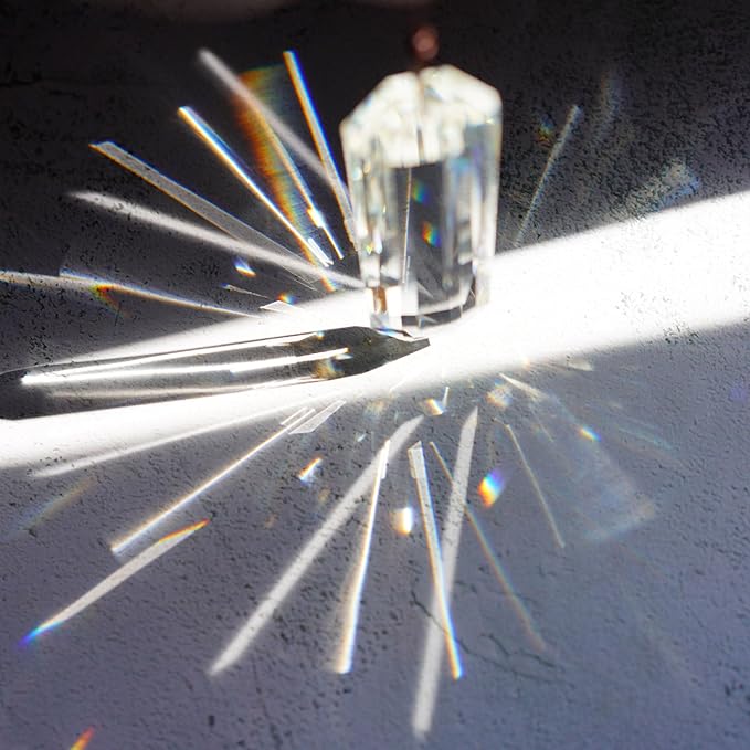 HDCRYSTALGIFTS Set 2 Crystal Suncatchers, 120mm Large Prism Sun Catchers Windows Hanging Ornaments Rainbow Maker Pendant Indoor Outdoor Garden Decor,Clear-VerdiqueGarden