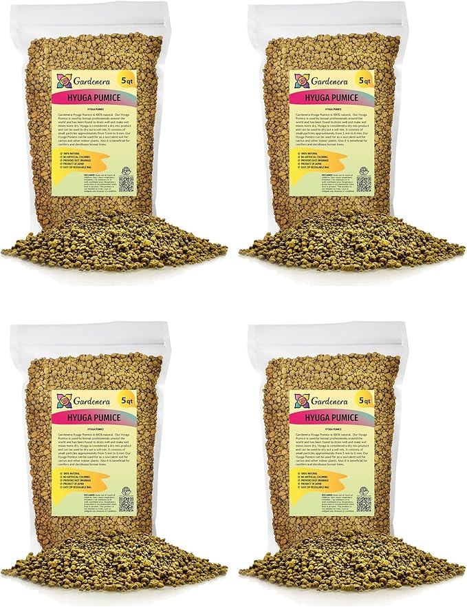 Japanese Hyuga Pumice - 20 Quart - Premium Additive for Orchid & Bonsai Tree Soil |Professional Imported Sifted and Ready to Use (4 Bags of 5 Quart)-VerdiqueGarden