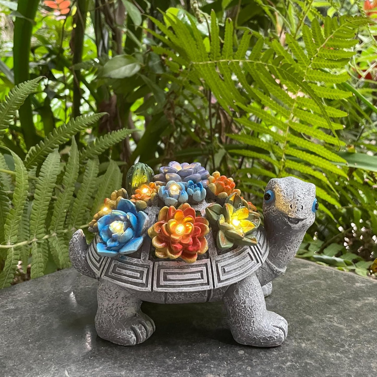 Solar Garden Outdoor Turtle Figurines with LED Lights Lawn Decor Tortoise Statue for Outside Yard Patio Front Porch Balcony Home Ornament Housewarming-VerdiqueGarden