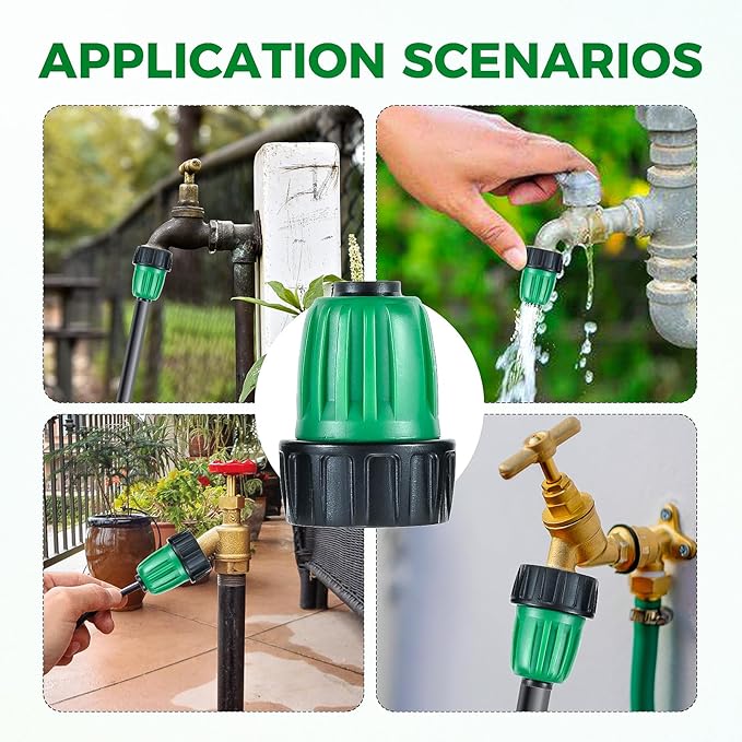 12 Pcs 1/2 Inch Drip Irrigation Tubing Faucet Garden Hose Adapter, 3/4" to 1/2" Drip Irrigation Tubing Hose Adapter, 3/4 Inch Faucet Connector Garden Hose Adapter Black and Green-VerdiqueGarden