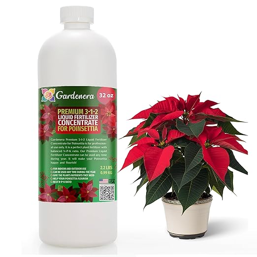 Poinsettia Plant Fertilizer - 3-1-2 NPK - Organic Liquid Plant Food for Christmas Flowers and Trees - 32oz Concentrate-VerdiqueGarden