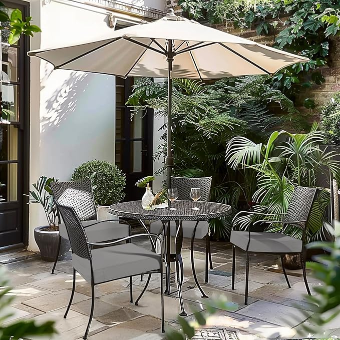 Favoyard Patio Chair Cushions 19 x 19 x 3 Inch Waterproof Outdoor Seat Cushions for Patio Furniture 3-Year Color Fastness Garden Sofa Couch Chair Pads with Handle & Adjustable Straps Set of 2, Grey-VerdiqueGarden