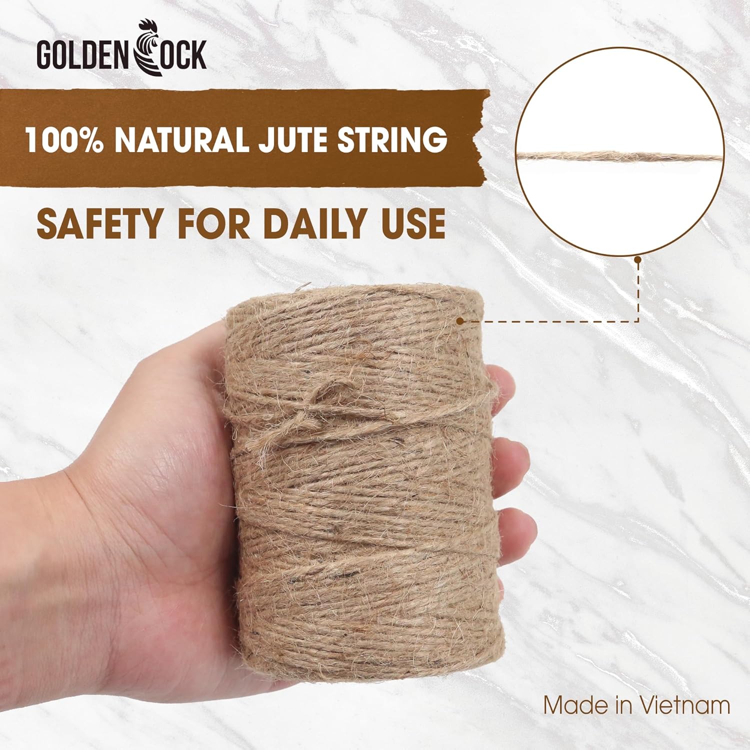 2mm - 600FT Natural Jute Twine Rope String - for Crafts Gardening Plant Accessories Gift Wrapping, Arts Packing Material Christmas Twine Bulk Wedding Decor-VerdiqueGarden