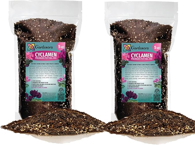 Premium Cyclamen Potting Soil Mix - Perfect Balance of Nutrients, Drainage, and Aeration for Thriving Blooms - 10 Quart-VerdiqueGarden