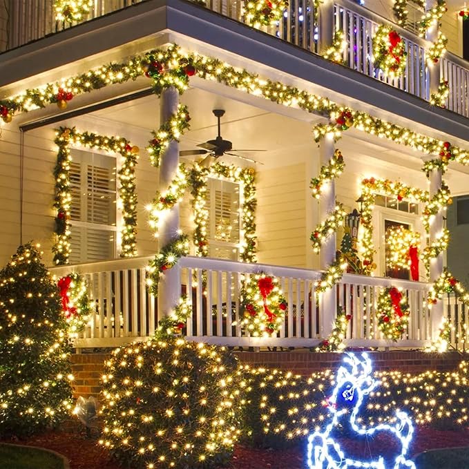 weillsnow 164Ft 500 LED Christmas Lights, Waterproof 8 Twinkle with Memory Functions Christmas Tree Lights for Indoor Outdoor Christmas Tree Garden Decoration (Warm White)-VerdiqueGarden