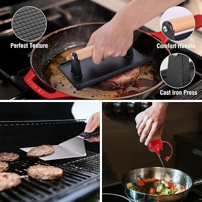 128 PCS Griddle Accessories Kit - Premium Flat Top Grill Accessories Set for Blackstone & Camp Chef, Stainless Steel BBQ Tool Utensils Gift Grilling Set for Lover Outdoor Men Women dad-VerdiqueGarden