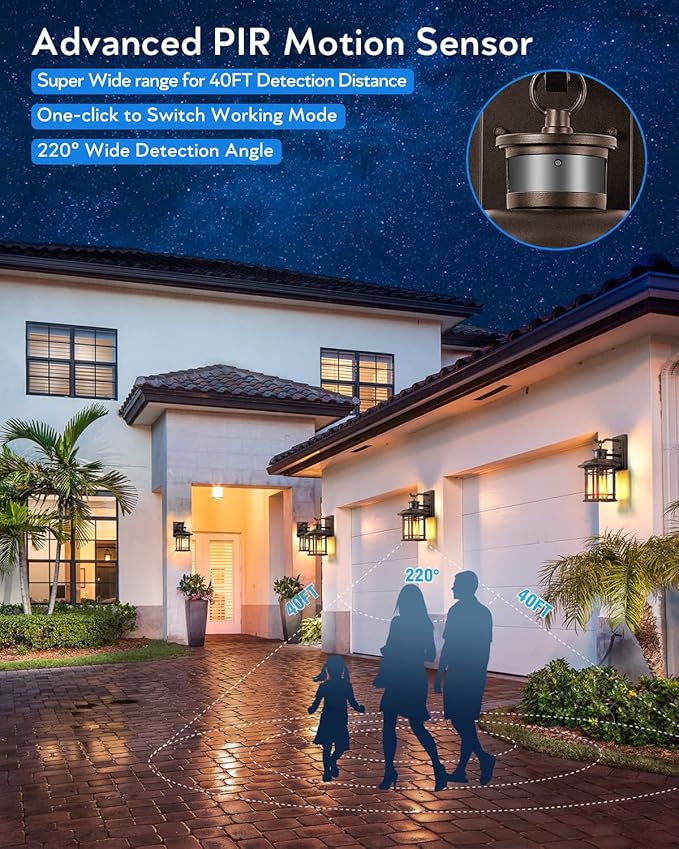 VIANIS Brown Motion Sensor Outdoor Light Fixture, Dusk to Dawn Exterior Lights for House, Waterproof, Anti-Rust Outdoor Sconce Lights for House, Doorway, Garage, Oil Rubbed Bronze-VerdiqueGarden