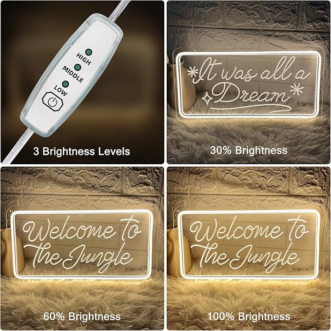 Welcome to the Jungle Neon Sign, Neon Light Sign for Wall Decor Dimmable Warm White LED signs for Bedroom Home Birthday Party Wedding Engagement Garden Man Cave Decor USB Powered-VerdiqueGarden