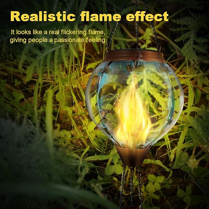 Hot Air Balloon Solar Lantern Waterproof Hanging Light with Flickering Flame for Decorative Garden Patio and Yard Decor-VerdiqueGarden