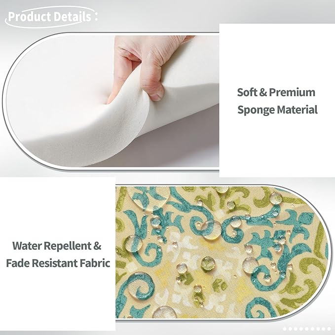 Indoor/Outdoor Chair Cushions 16x17 Inch, Patio Chair Cushions with Ties, All Weather Seat Cushions for Patio Furniture Home Garden Chair Use, Set of 4,Geometric Orange-VerdiqueGarden