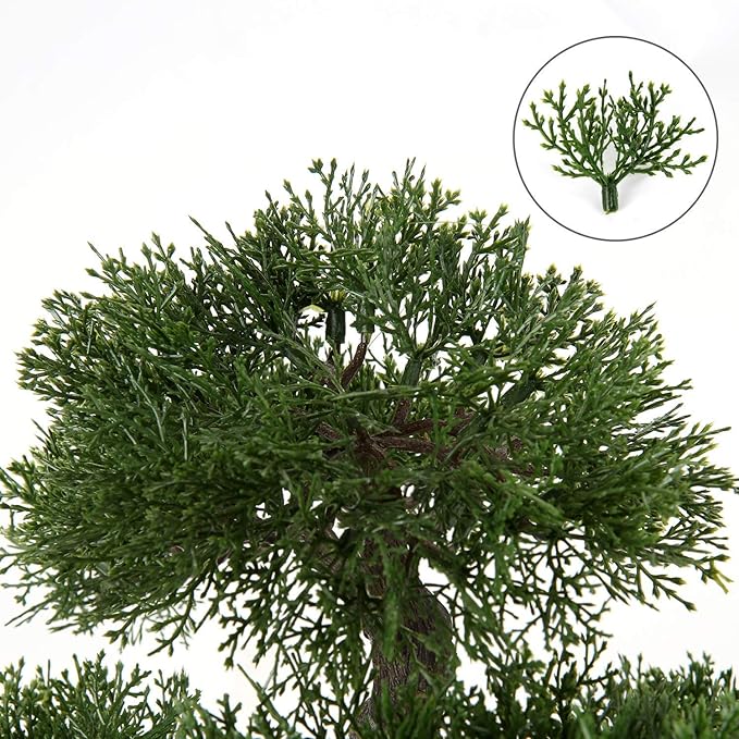 Artificial Bonsai Tree Juniper Faux Plants Indoor Small Fake Plants Decor with Ceramic Pots for Home Table Office Desk Bathroom Shelf Bedroom Living Room Farmhouse Decorations-VerdiqueGarden