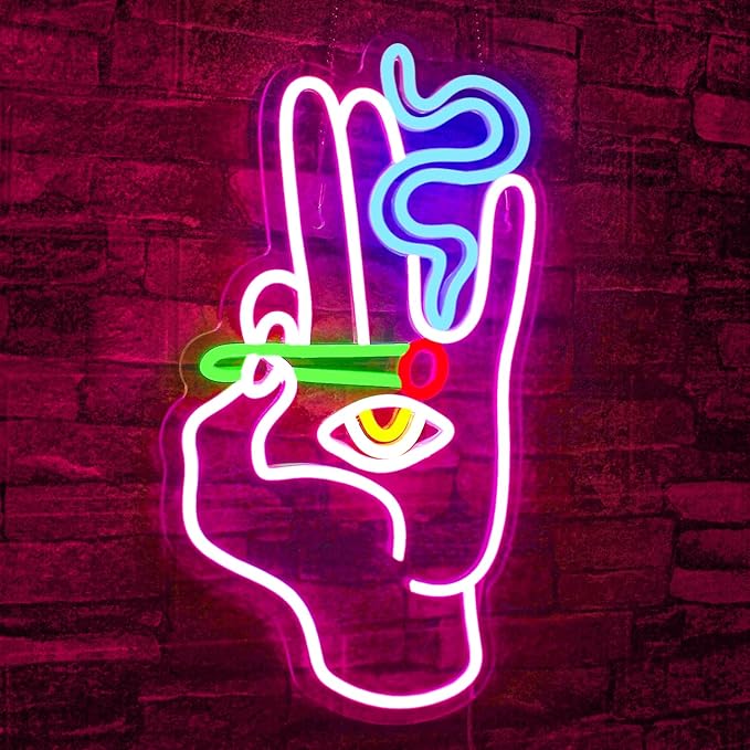 WLHOPE Evil Eye Neon Signs Hand Eye Neon Signs Pink Blue Led Neon Signs for Wall Decor, Hamsa Neon Sign, USB Connectivity Eye Neon Light Signs for Bedroom Game Room Home Bar Pub Cafes Party Gift-VerdiqueGarden