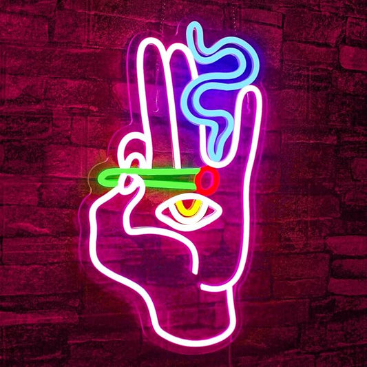 WLHOPE Evil Eye Neon Signs Hand Eye Neon Signs Pink Blue Led Neon Signs for Wall Decor, Hamsa Neon Sign, USB Connectivity Eye Neon Light Signs for Bedroom Game Room Home Bar Pub Cafes Party Gift-VerdiqueGarden