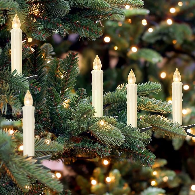 Flickering Flameless Window Candle LED Christmas Tree Candle Lights Warm White Battery Operated Electric Taper Candles with Remote Perfect for Home Garden Wedding Parties Decor (12 PCS,Ivory)-VerdiqueGarden