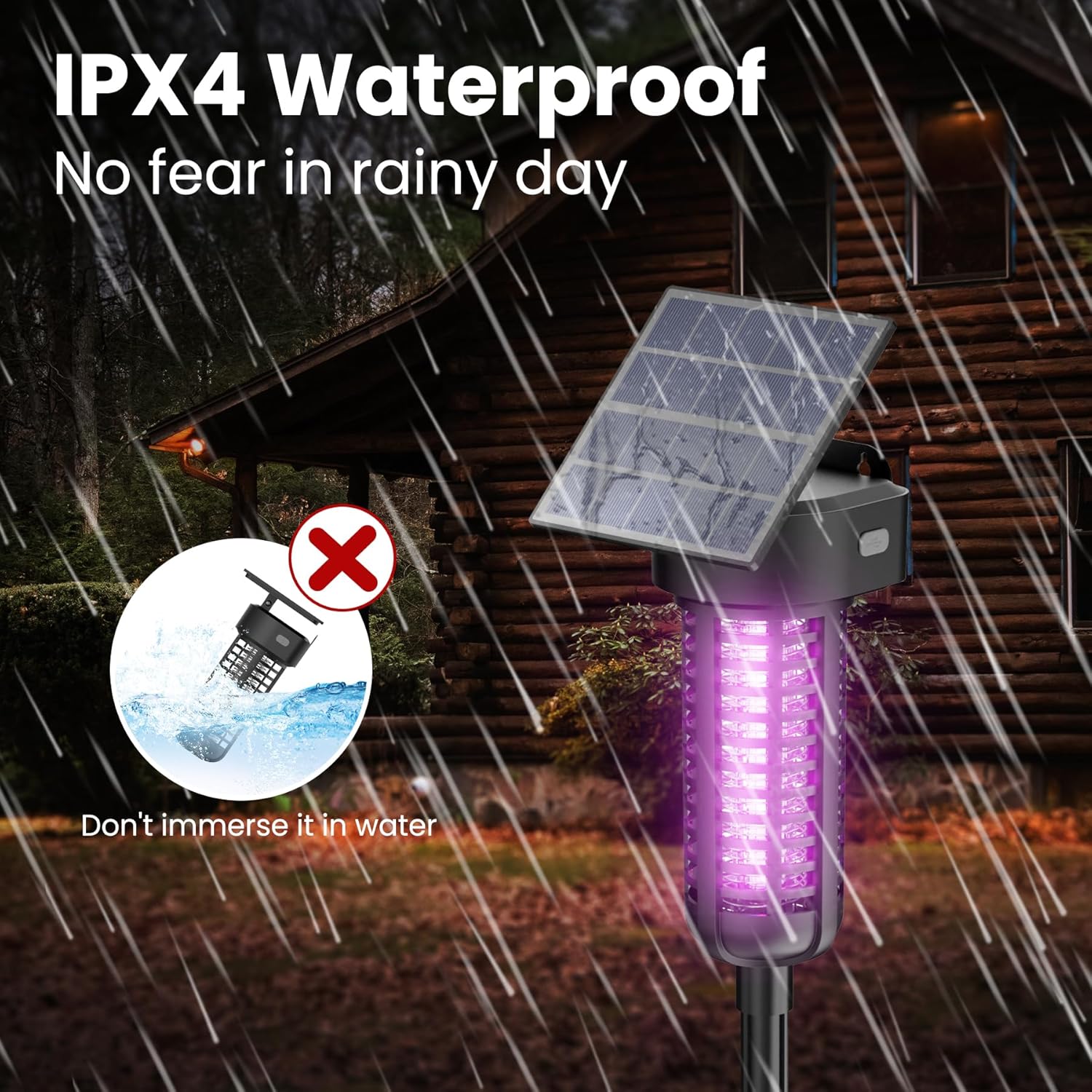 Solar Powered Bug Zapper Light 2 Pack Waterproof Outdoor Mosquito Killer Lamp Auto On/Off Cordless Garden Mosquito Zapper-VerdiqueGarden