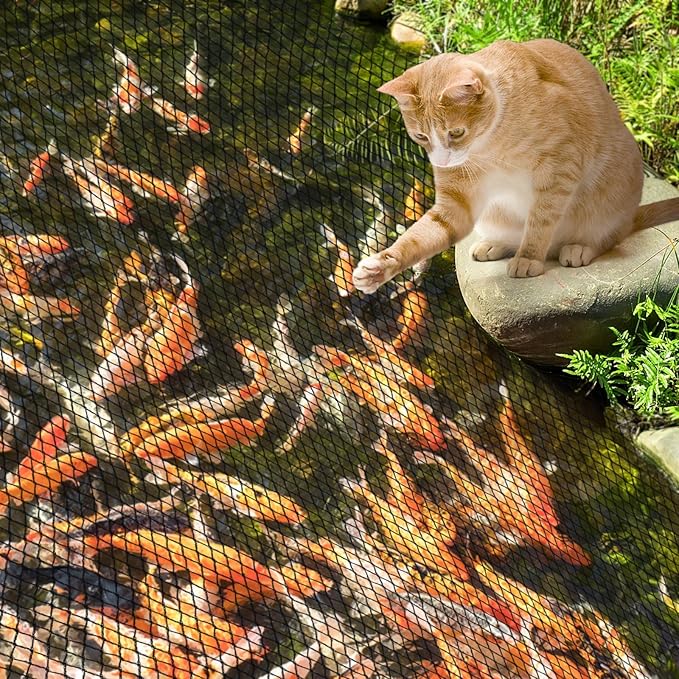 PACETAP Pond Netting Kit 7 x 10 Ft for Leaves, Heavy Duty Koi Pond Cover, Pool Protective Cover Netting with Stakes Protecting Koi Fish from Birds, Cats, Predators-VerdiqueGarden