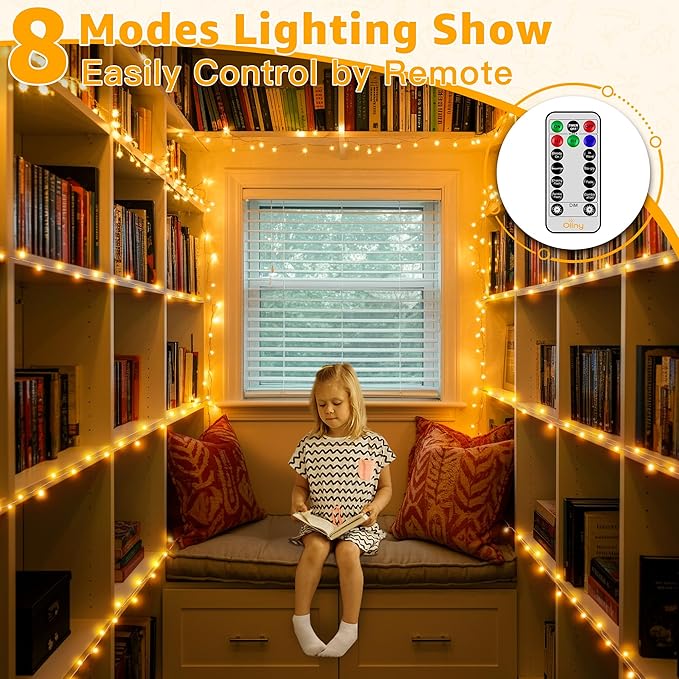 Ollny Outdoor String Lights 800LED 262FT, Warm White Waterproof Fairy Light with Remote Plug in, 8 Modes Timers Dimmable Christmas Lights for Outside Indoor Bedroom Patio Camping Garden-VerdiqueGarden