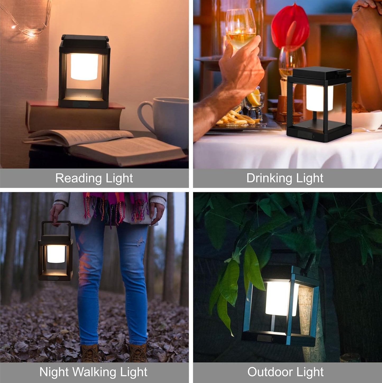 LETRY Outdoor Table Lamp, Brightness LED Nightstand Lantern, Portable Rechargeable Solar Lamp Waterproof, Touch Control Outdoor Lamps Cordless Lights Decorative for Patio/Walking/Reading/Camping-VerdiqueGarden