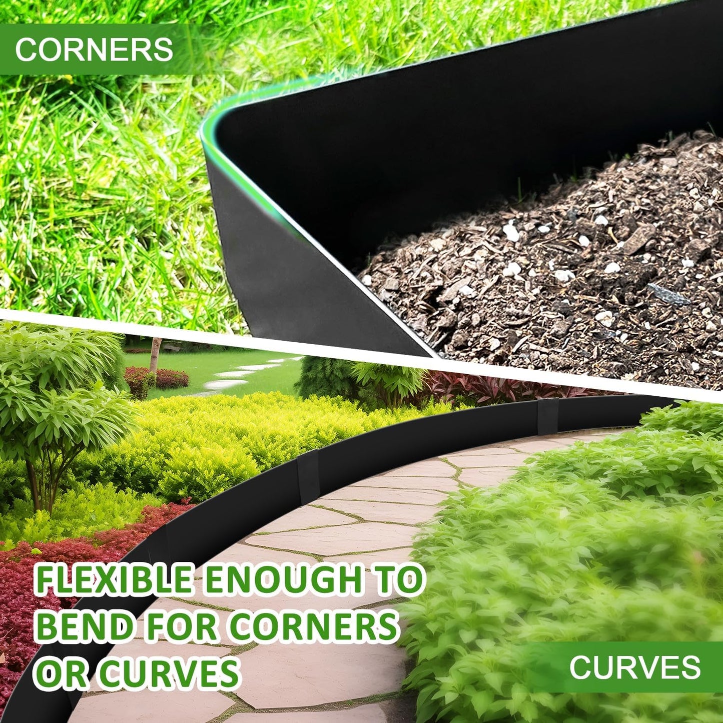 Hugeleaf Metal Landscape Edging, 40” L x 4.5” H Metal Edging for Landscaping with 7Pcs Stakes, Metal Garden Edging Pack of 6 (20 Feet Total Length)-VerdiqueGarden