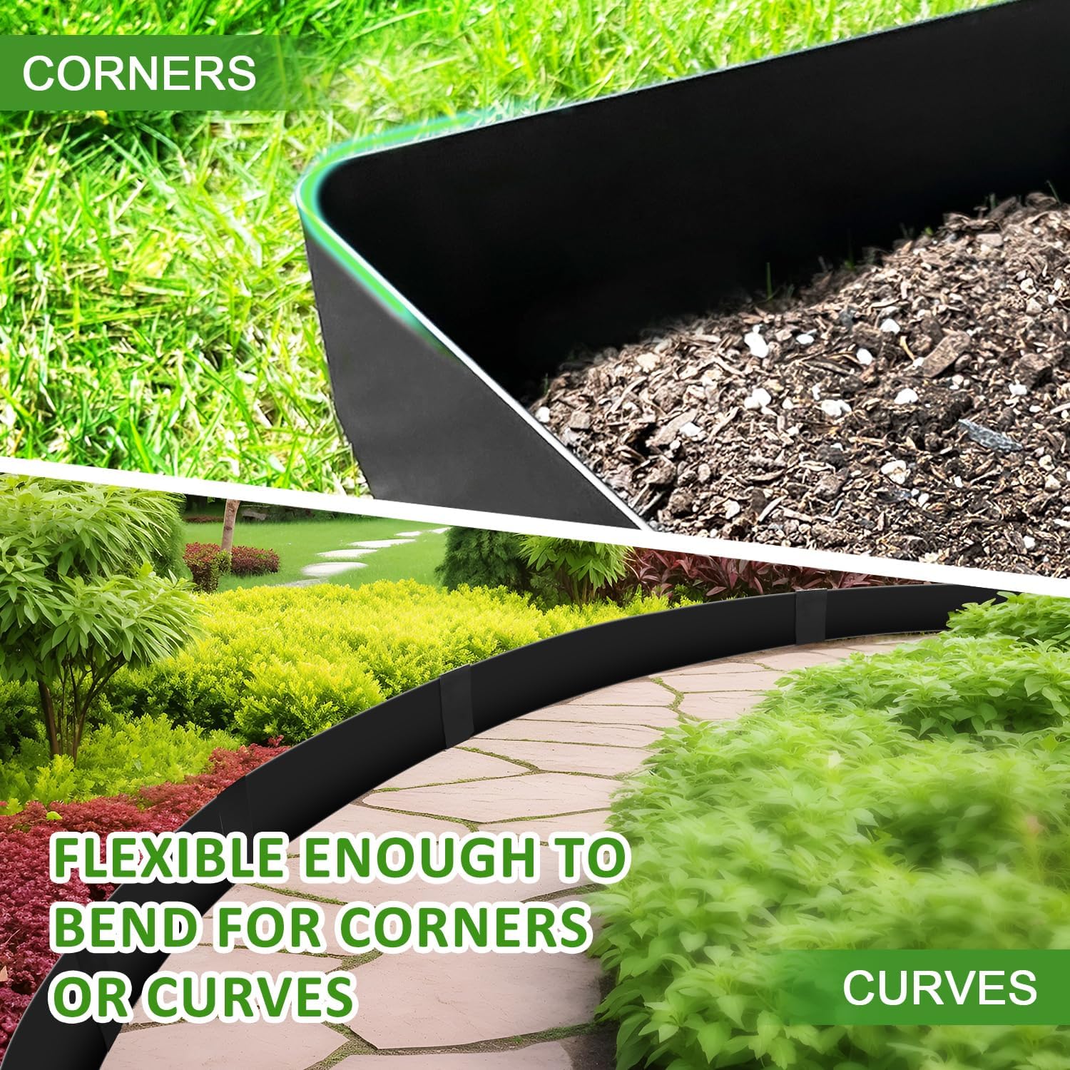 Hugeleaf Metal Landscape Edging, 40” L x 6.5” H Metal Edging for Landscaping with 7Pcs Stakes, Metal Garden Edging Pack of 6 (20 Feet Total Length)-VerdiqueGarden