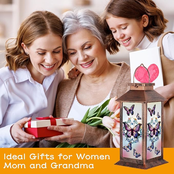 Solar Lantern Outdoor Waterproof Butterfly Garden Decor Birthday Gifts for Women Mom and Grandma Solar LED Plastic Decorative Hanging Light for Yard(Butterfly)-VerdiqueGarden