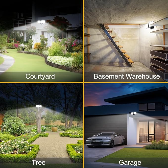 Rechargeable Battery Operated Motion Lights 2500LM & 4000LM Motion Sensor Security Lights(1-3 Months Endurance) USB Charging LED Flood Lights Outdoor for Garage Yard Entryways Patio Garden-VerdiqueGarden