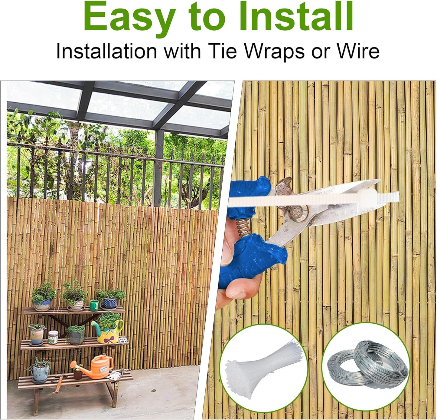 Bamboo Fencing Roll 6 ft High x 8 ft Long x 0.7 in D, Natural Bamboo Privacy Fence, Divider Decorative Fence for Patio, Balcony, Garden, Border Pool-VerdiqueGarden