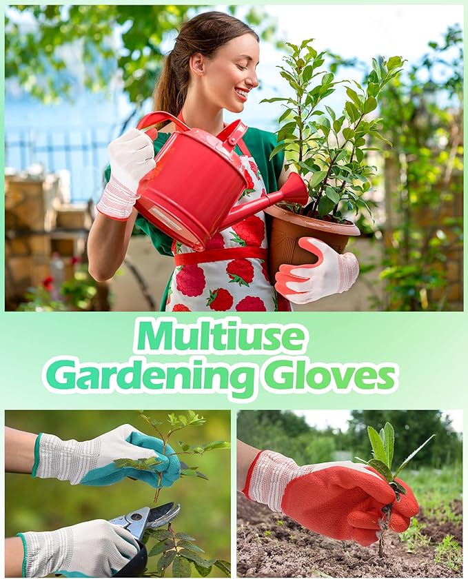Irenare 16 Pairs Gardening Gloves Bulk for Women Breathable Rubber Coated Yard Garden Gloves Outdoor Protective with Grip-VerdiqueGarden