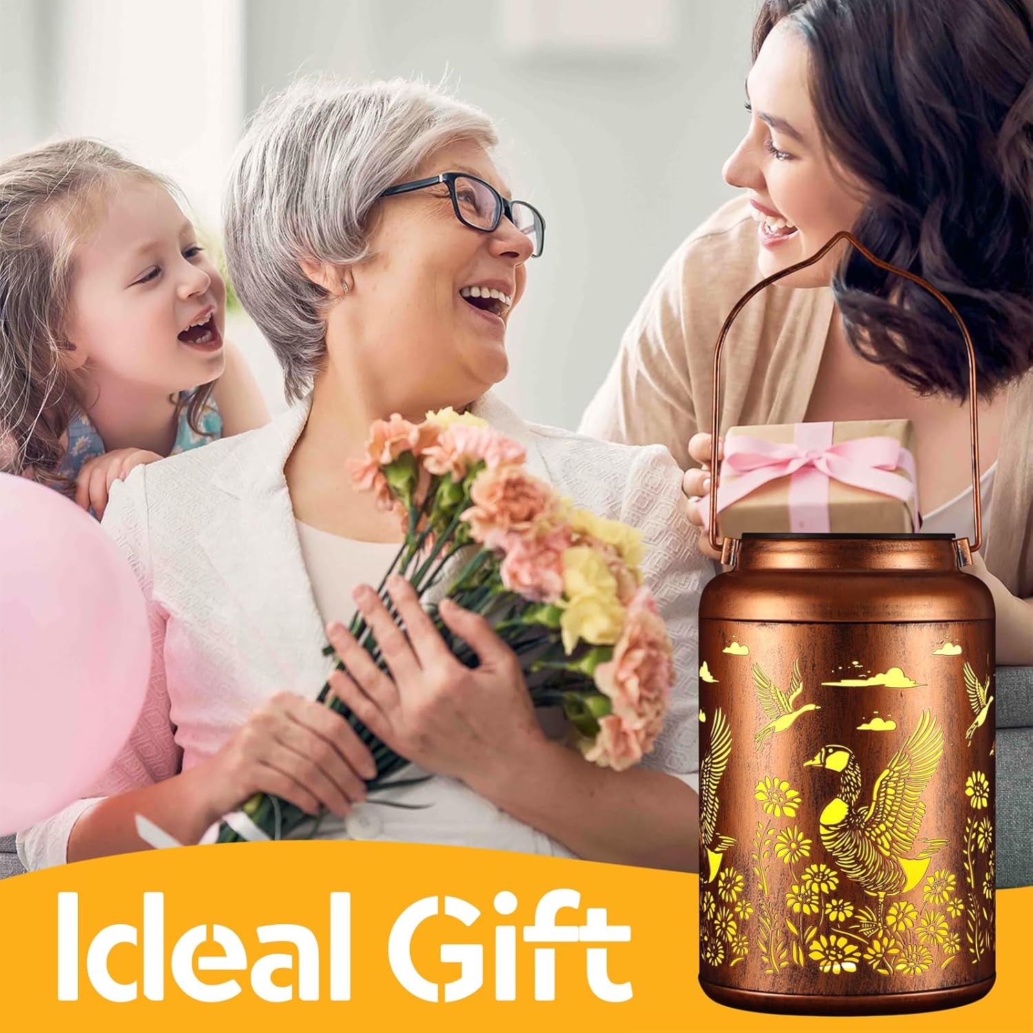 Solar Lanterns Outdoor Waterproof Garden Decor Birthday Gifts for Women Mom Grandma Hanging Lights Metal Decoration Outside for Yard, Patio,Backyard,Porch(Wild Goose)-VerdiqueGarden