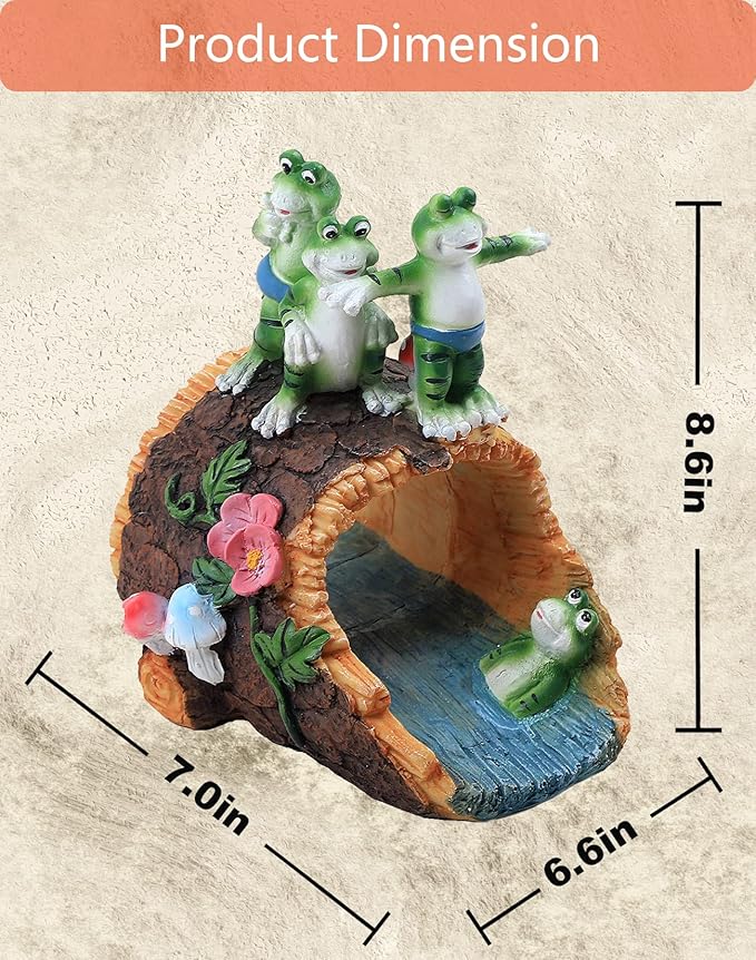 Gardener Frog Gutter Downspout Extension & Statue, Green Granite Frog Guardian, 3 x 4" Downspout Splash Block Extender-VerdiqueGarden