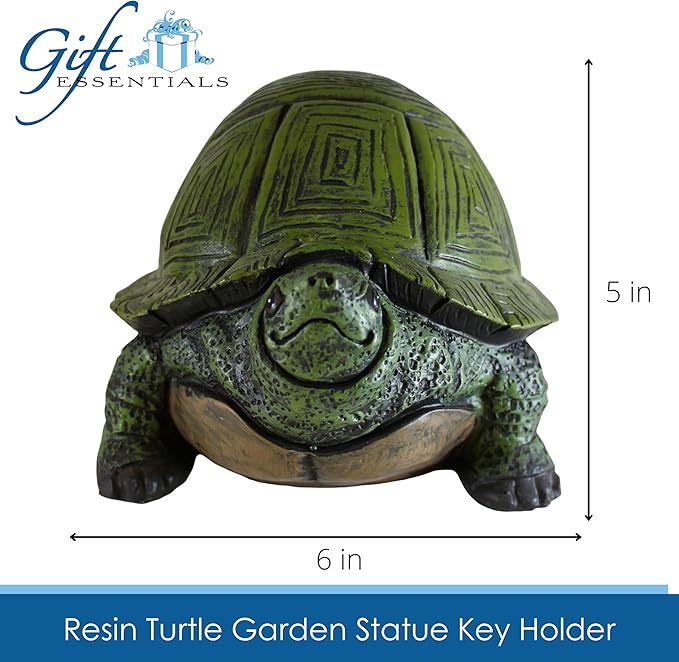 Stocky Turtle Garden and Patio Decor and Key Hider - Holds 2 Hidden Keys Outside, Secret Hidden Door Underneath-VerdiqueGarden