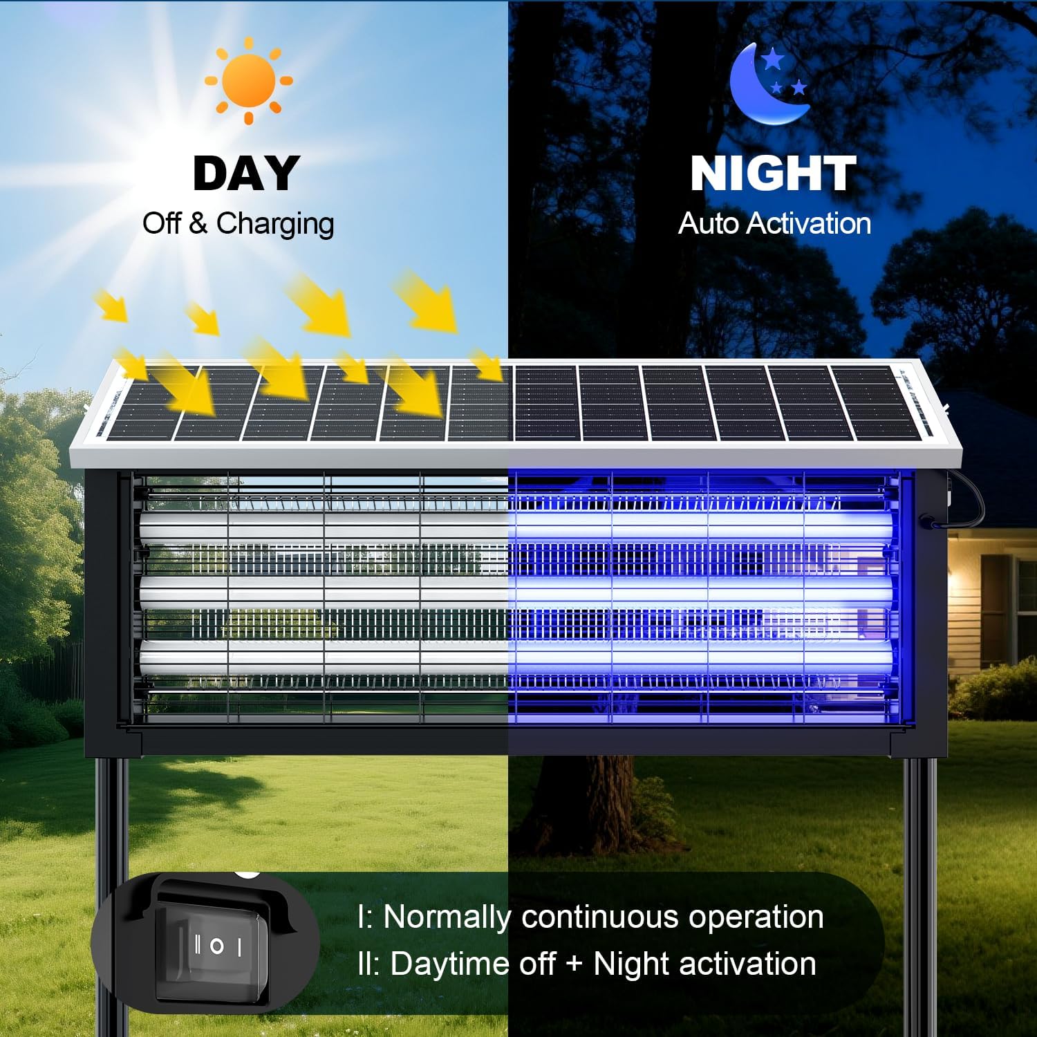 Solar Bug Zapper Outdoor, 30W Large Mosquito Zapper, Electric Mosquito Killer Outdoor, Waterproof & Portable Fly Killer, Rechargeable Flying Insect Trap for Patio, Yard, Garden, Home, Camping, Black-VerdiqueGarden