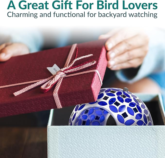 Sunnydaze 6-Inch Glass Mosaic Hanging Bird Feeder for Outdoors - Fly-Through Wild Bird Feeder - Lavender Mosaic-VerdiqueGarden