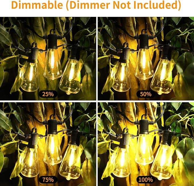 ZOTOYI Outdoor String Lights 200 FT, Waterproof IP65 Patio String Lights for Outside with 104 Shatterproof ST38 Bulbs(4 Spare), LED Hanging Lights for Bistro, Backyard, Garden 2700K(2-Pack 100FT)-VerdiqueGarden