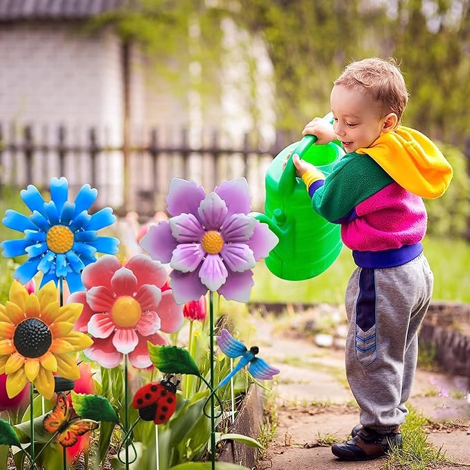 4 Pack Outdoor Solar Lights,Outdoor Waterproof Metal Art Stick Flowers,Garden Decor for Women Mom Grandma Halloween Hanging Metal Stakes Lights for Garden,Lawn,Patio-VerdiqueGarden